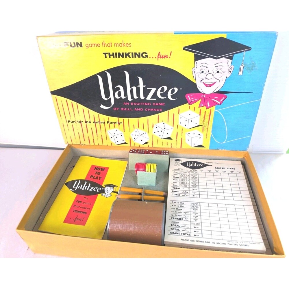 Complete Vintage Yahtzee an Exciting Game 1956 Lowe